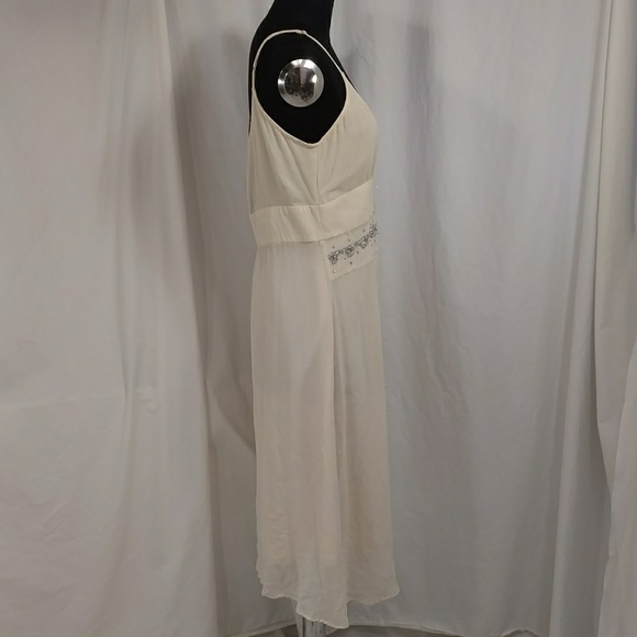 Ethereal Silk Slip Dress Tara Jarmon Paris Designer Neutral Cream Ivory Feminine - Picture 4 of 8